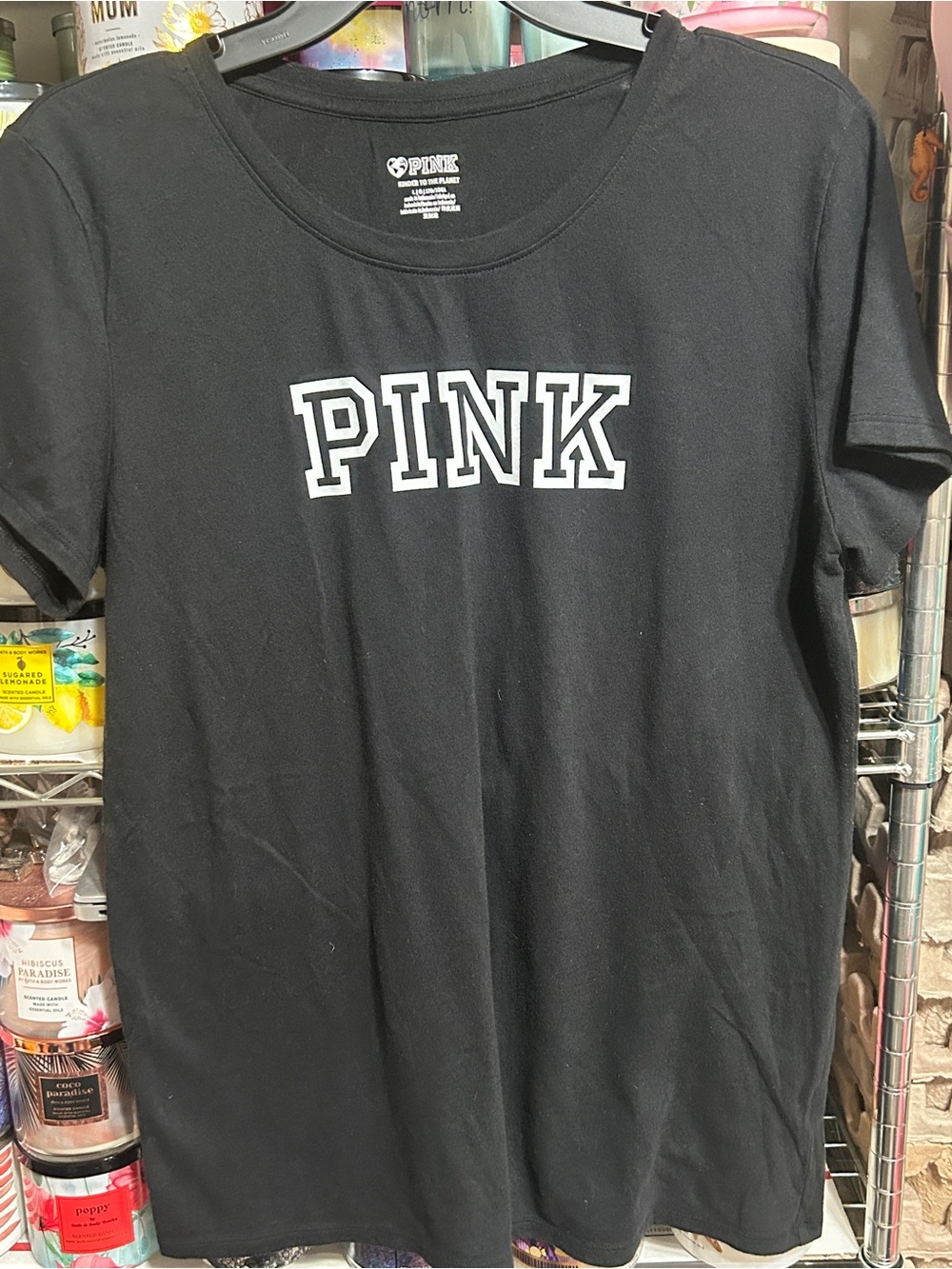 PINK Victoria's Secret Black Short-Sleeve Logo Tee